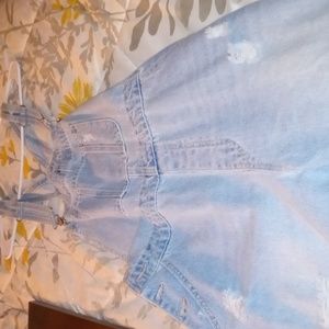 Women's distressed farmer Jean overall pants